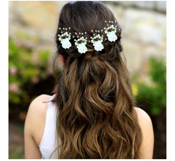 White_Artificial_Rose_Flower_And_Pearl_Hair_Pin_Accessories_For_Women_&_Girls_(Set_Of_4)_(14_X_8_X_1_Cm)