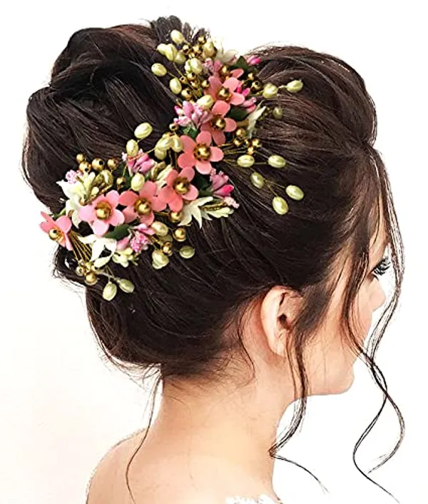 Baby_Pink_Floral_Hair_Vein_And_Hair_Pin_Set_For_Women_&_Girls_(14_X_8_X_1_Cm)