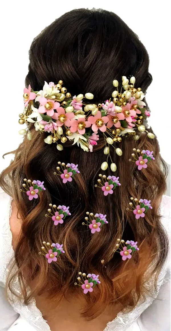 Baby_Pink_Floral_Hair_Vein_And_Hair_Pin_Set_For_Women_&_Girls_(14_X_8_X_1_Cm)