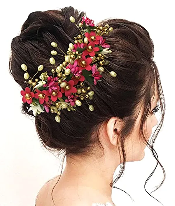 Dark_Pink_Floral_Hair_Vein_And_Hair_Pin_Set_For_Women_&_Girls_(14_X_8_X_1_Cm)