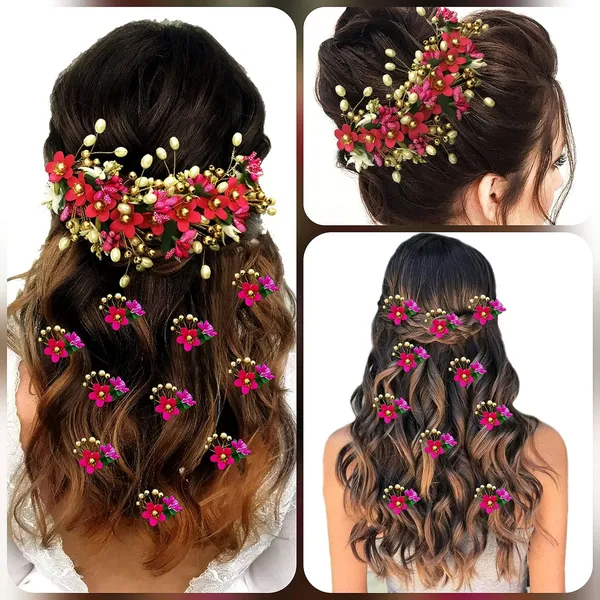 Dark_Pink_Floral_Hair_Vein_And_Hair_Pin_Set_For_Women_&_Girls_(14_X_8_X_1_Cm)