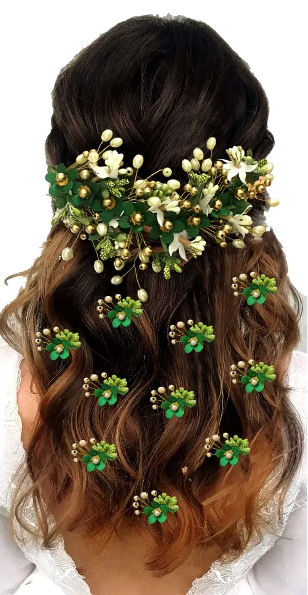 Green_Floral_Hair_Vein_And_Hair_Pin_Set_For_Women_&_Girls_(14_X_8_X_1_Cm)