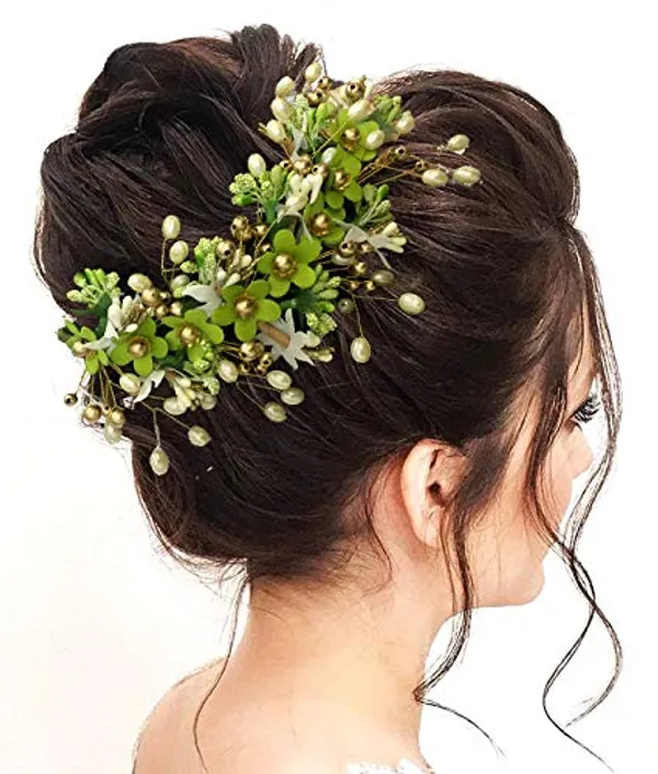 Light_Green_Floral_Hair_Vein_And_Hair_Pin_Set_For_Women_&_Girls_(14_X_8_X_1_Cm)