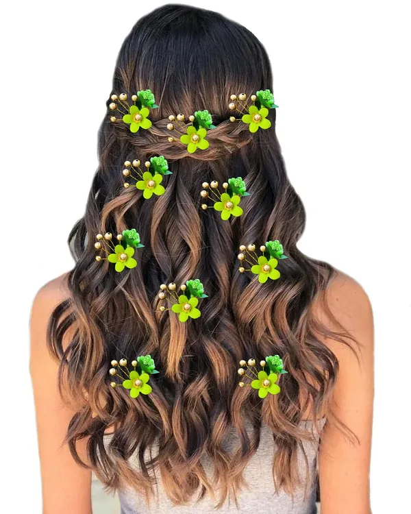 Light_Green_Floral_Hair_Vein_And_Hair_Pin_Set_For_Women_&_Girls_(14_X_8_X_1_Cm)