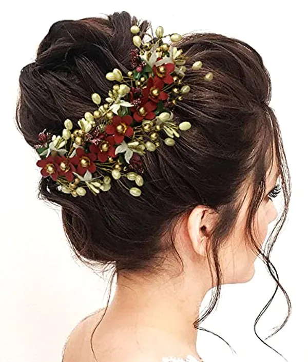 Maroon_Floral_Hair_Vein_And_Hair_Pin_Set_For_Women_&_Girls_(14_X_8_X_1_Cm)