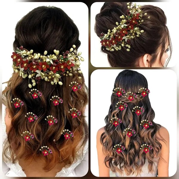 Maroon_Floral_Hair_Vein_And_Hair_Pin_Set_For_Women_&_Girls_(14_X_8_X_1_Cm)