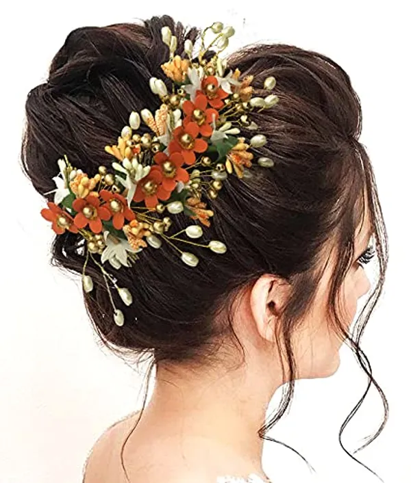 Orange_Floral_Hair_Vein_And_Hair_Pin_Set_For_Women_&_Girls_(14_X_8_X_1_Cm)