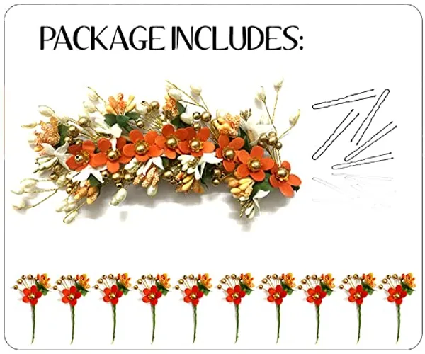 Orange_Floral_Hair_Vein_And_Hair_Pin_Set_For_Women_&_Girls_(14_X_8_X_1_Cm)