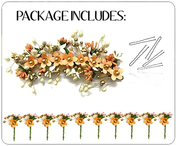 Peach_Floral_Hair_Vein_And_Hair_Pin_Set_For_Women_&_Girls_(14_X_8_X_1_Cm)