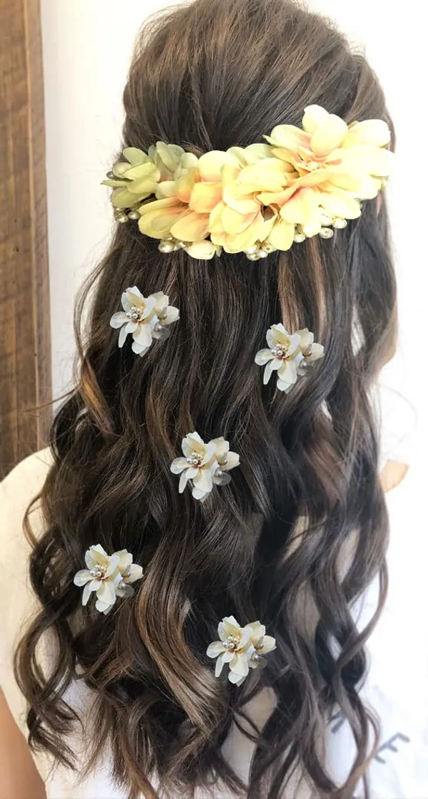 Peach_Artificial_Flower_With_Pearl_Bridal_Hair_Pin_Accessories_For_Women_&_Girls_(14_X_8_X_1_Cm)