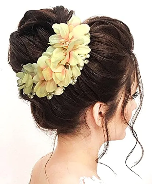 Peach_Artificial_Flower_With_Pearl_Bridal_Hair_Pin_Accessories_For_Women_&_Girls_(14_X_8_X_1_Cm)