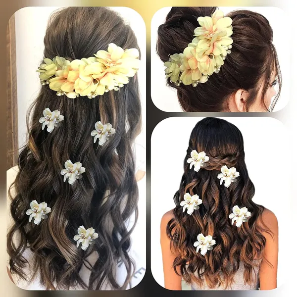 Peach_Artificial_Flower_With_Pearl_Bridal_Hair_Pin_Accessories_For_Women_&_Girls_(14_X_8_X_1_Cm)