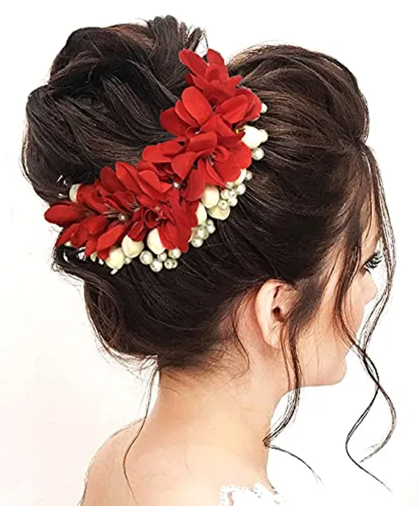 Red_Artificial_Flower_With_Pearl_Bridal_Hair_Pin_Accessories_For_Women_&_Girls_(14_X_8_X_1_Cm)