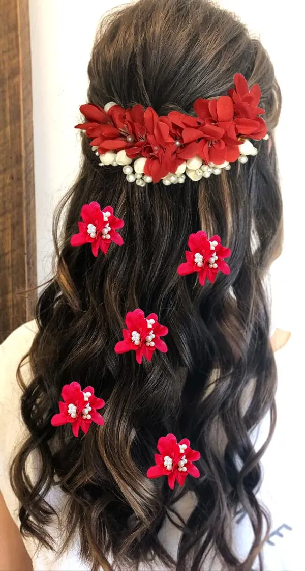 Red_Artificial_Flower_With_Pearl_Bridal_Hair_Pin_Accessories_For_Women_&_Girls_(14_X_8_X_1_Cm)