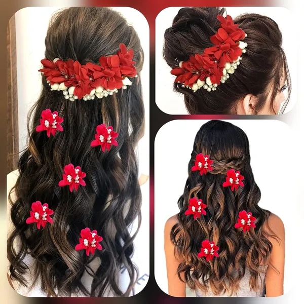 Red_Artificial_Flower_With_Pearl_Bridal_Hair_Pin_Accessories_For_Women_&_Girls_(14_X_8_X_1_Cm)