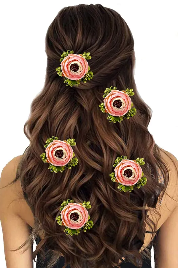 Peach_Artificial_Rose_Flower_With_Pearl_Bridal_Hair_Pin_For_Women_&_Girls_(14_X_8_X_1_Cm)