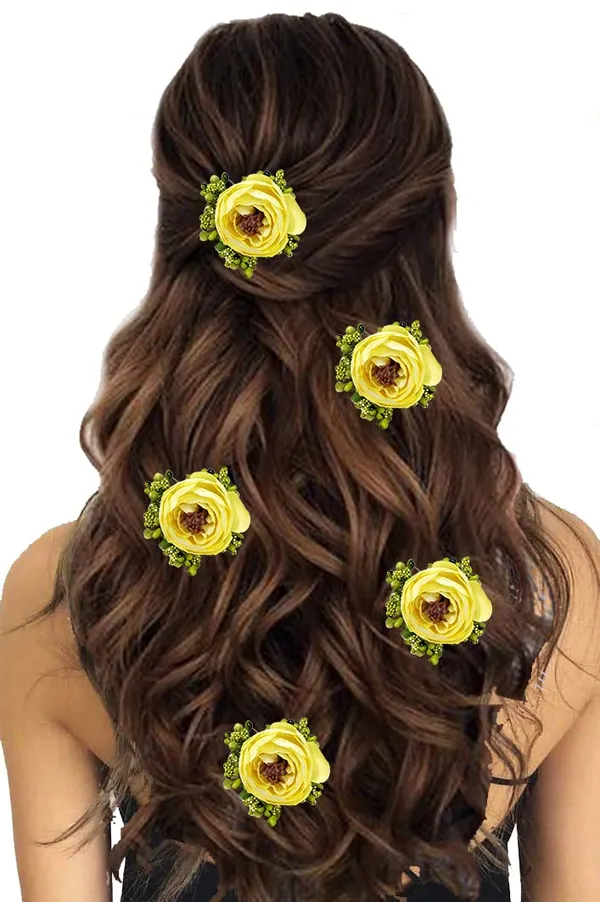 Yellow_Artificial_Rose_Flower_With_Pearl_Bridal_Hair_Pin_For_Women_&_Girls_(14_X_8_X_1_Cm)