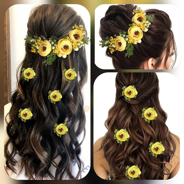 Yellow_Artificial_Rose_Flower_With_Pearl_Bridal_Hair_Pin_For_Women_&_Girls_(14_X_8_X_1_Cm)