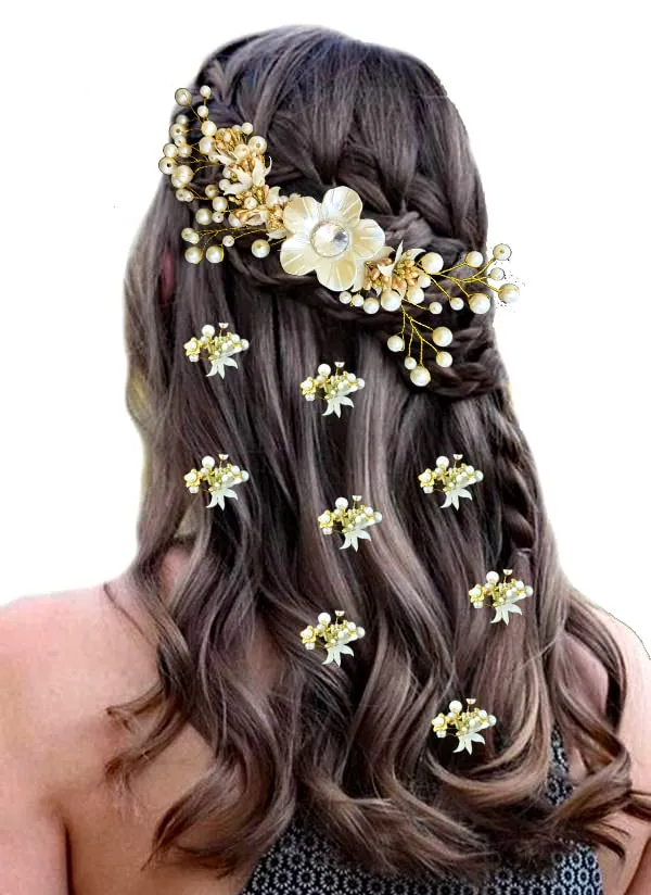 Silver_&_Gold_Attractive_Artificial_Bridal_Hair_Accessories_For_Women_&_Girls