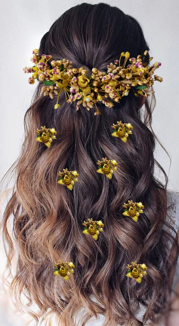 Purple_Artificial_Rose_Buds_With_Leaf_&_Pearl_Hair_Vein_And_Hair_Pin_Set_For_Women_(Set_Of_7)_(14_X_8_X_1_Cm)