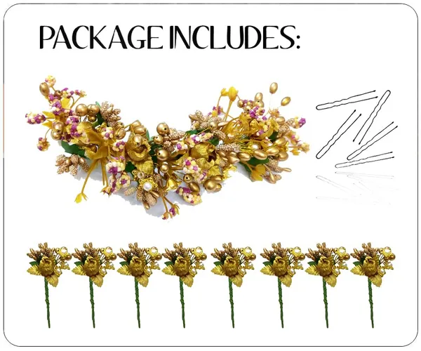 Purple_Artificial_Rose_Buds_With_Leaf_&_Pearl_Hair_Vein_And_Hair_Pin_Set_For_Women_(Set_Of_7)_(14_X_8_X_1_Cm)