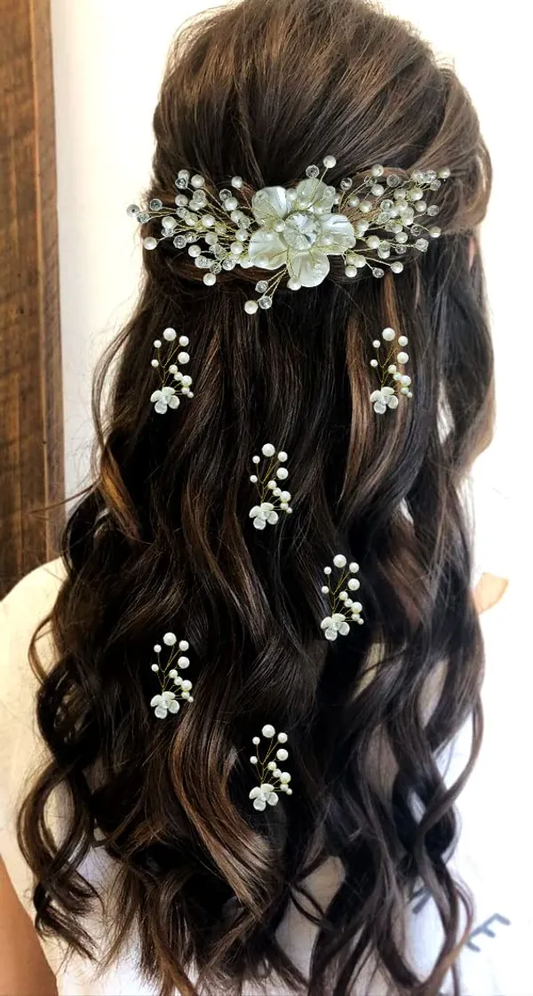 Silver_Attractive_Artificial_Golden_And_Pearl_Hair_Vein_And_Hair_Pins_For_Women_&_Girls_Combo