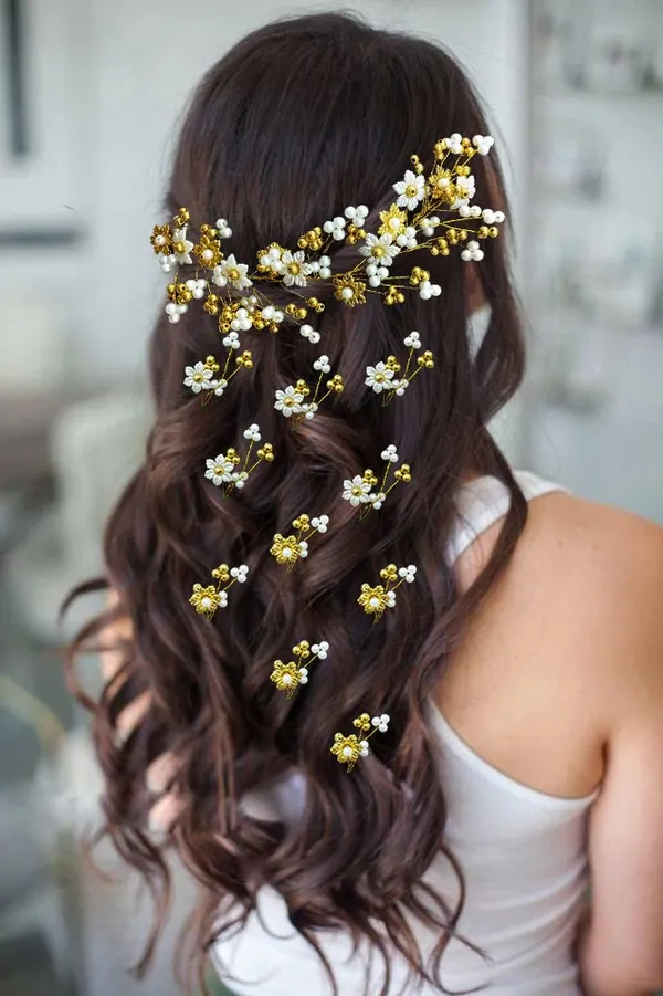 2380/2381_-_Silver_&_Gold_Artificial_Metal_Flowers_With_Pearls_Bridal_Juda_Pin_Hair_Accessories_For_Women_&_Girls_(14_X_8_X_1_Cm)