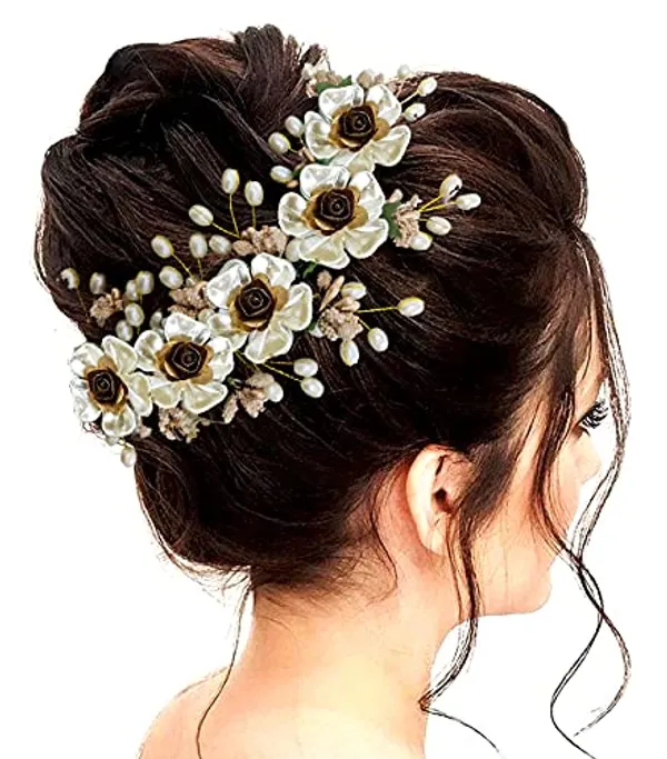 White_Artificial_Lily_Flower_Hair_Accessories_And_Hair_Pin_For_Girls