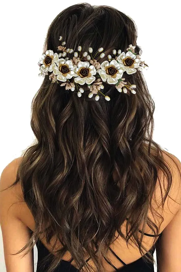 White_Artificial_Lily_Flower_Hair_Accessories_And_Hair_Pin_For_Girls