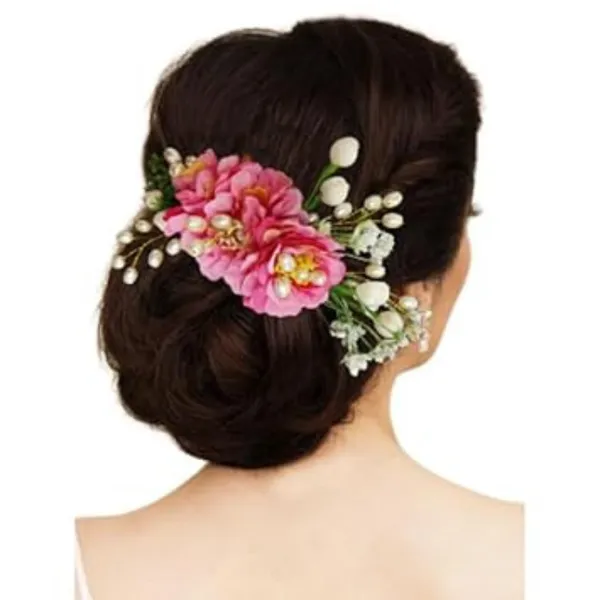 Baby_Pink_Artificial_Flower_Hair_Comb_Slide_For_Women_&_Girls