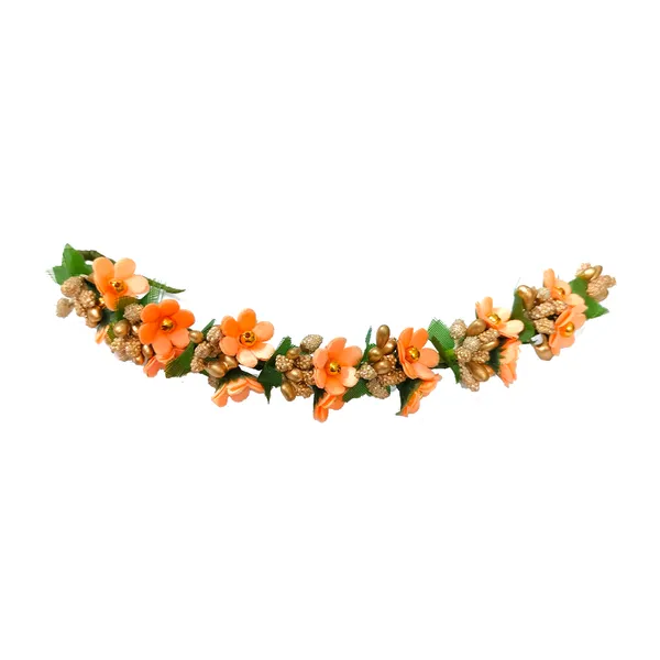 Peach_Small_Flower_And_Beads_Design_Hairpin_For_Women_And_Girl_(14_X_8_X_1_Cm)