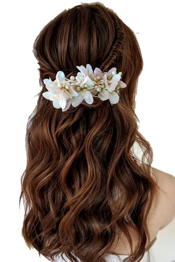 Light_Pink_Floral_Shaped_With_Pearl_&_Stone_Hairpin_Accessories_For_Women_&_Girls_(14_X_8_X_1_Cm)