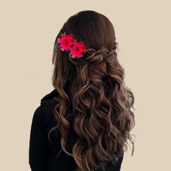 Maroon_Rose_And_Pollen_Floral_Charming_Flowers_Design_Hairpin_For_Women_&_Girls_(14_X_8_X_1_Cm)