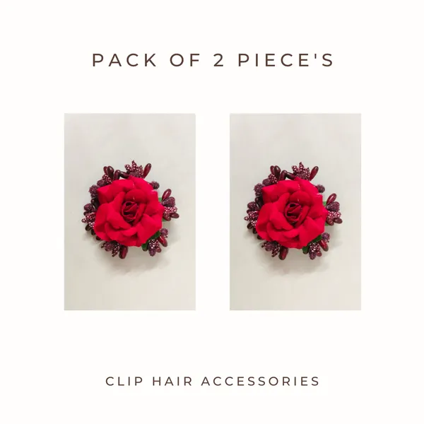 Maroon_Rose_And_Pollen_Floral_Charming_Flowers_Design_Hairpin_For_Women_&_Girls_(14_X_8_X_1_Cm)