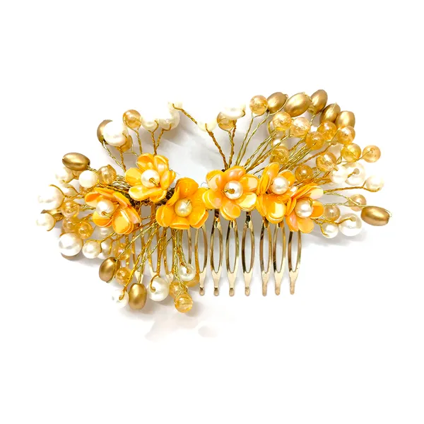 Orange_Floral_Pearl_Design_Comb_Slide_Hairpin_For_Girls_(14_X_8_X_1_Cm)