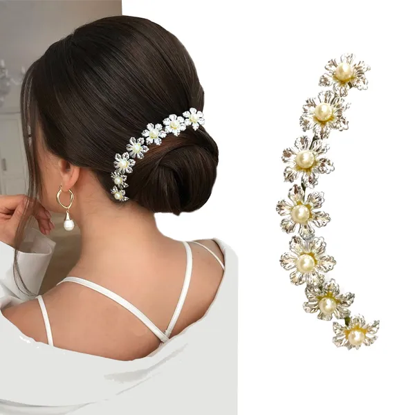Silver_&_Red_Gold_Artificial_Small_Floral_Design_Hair_Vein_Accessories_With_Pearl_And_Beads_For_Women_&_Girls_(Set_Of_2)_(14_X_8_X_1_Cm)