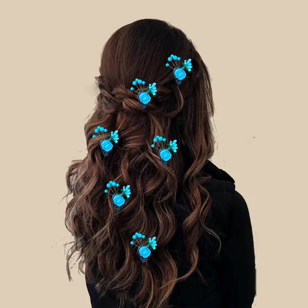 Pack_of_6_Sky_Blue_Artificial_Glossy_Rose_Flower_Design_Rounded_Hair_Pin_For_Women_Pins