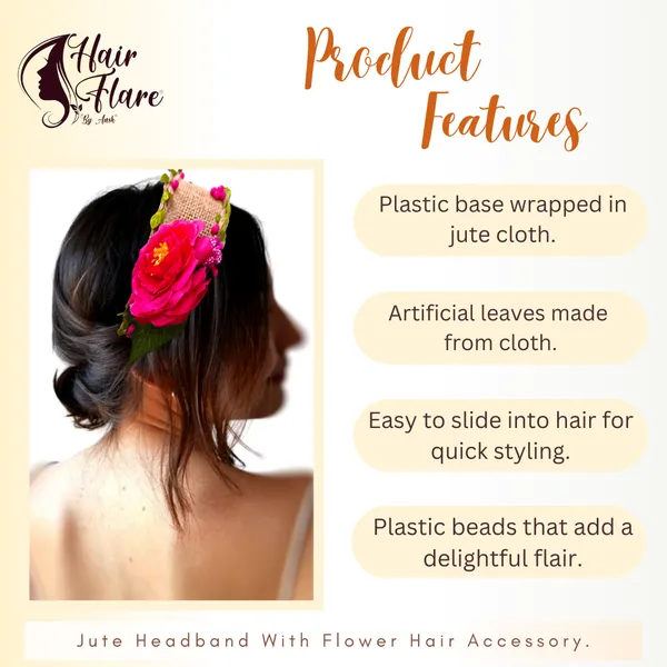 Dark_Pink_Delicately_Crafted_Artificial_Leaves_Covered_With_Jute_Cloth_Headband_For_Women_(14_X_8_X_1_Cm)