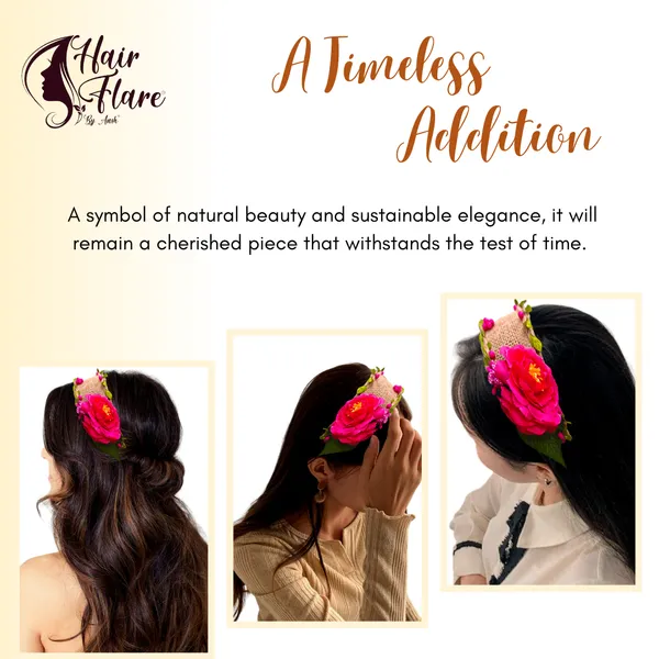 Dark_Pink_Delicately_Crafted_Artificial_Leaves_Covered_With_Jute_Cloth_Headband_For_Women_(14_X_8_X_1_Cm)