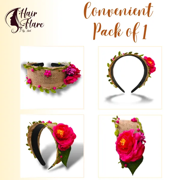 Dark_Pink_Delicately_Crafted_Artificial_Leaves_Covered_With_Jute_Cloth_Headband_For_Women_(14_X_8_X_1_Cm)