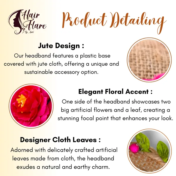 Dark_Pink_Delicately_Crafted_Artificial_Leaves_Covered_With_Jute_Cloth_Headband_For_Women_(14_X_8_X_1_Cm)