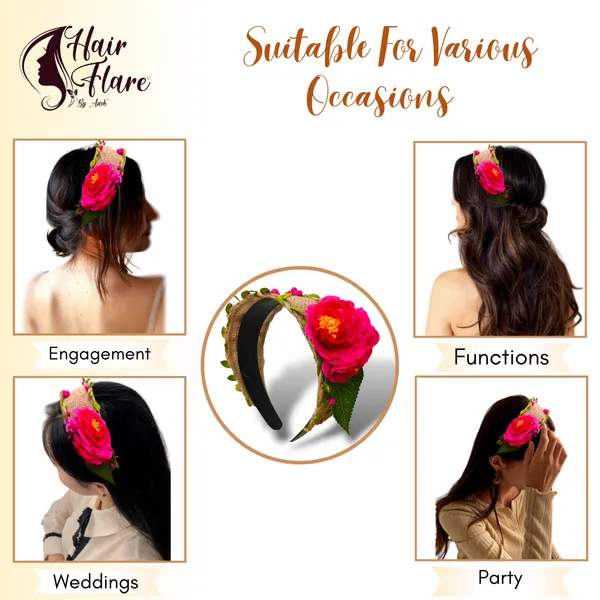 Dark_Pink_Delicately_Crafted_Artificial_Leaves_Covered_With_Jute_Cloth_Headband_For_Women_(14_X_8_X_1_Cm)