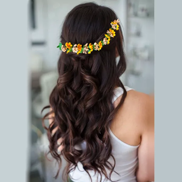 Yellow_Small_Flower_And_Beads_Design_Hairpin_For_Women_And_Girl_(14_X_8_X_1_Cm)