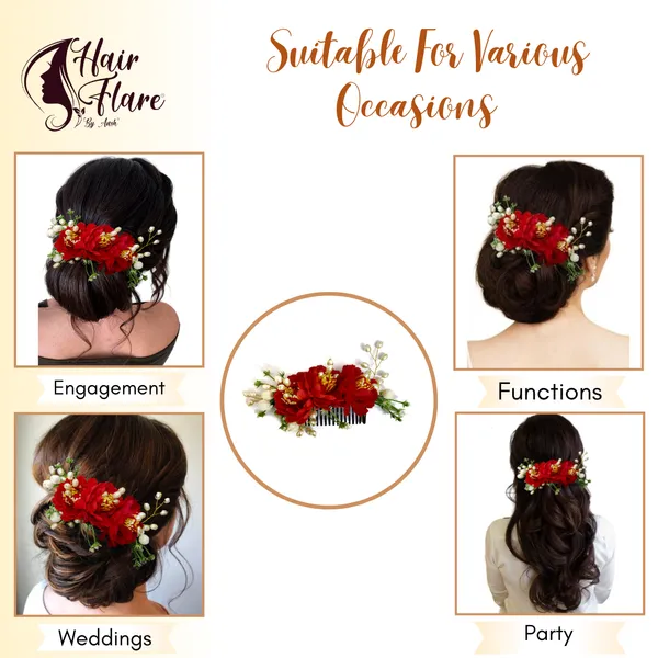 Red_Artificial_Flower_Hair_Comb_Slide_For_Women_&_Girls
