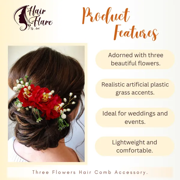 Red_Artificial_Flower_Hair_Comb_Slide_For_Women_&_Girls