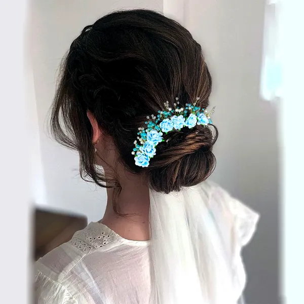 Blue_Artificial_Plastic_Rounded_Rose_Flower_Design_Hairpin_Accessories_With_Pearl_For_Women_&_Girls_(14_X_8_X_1_Cm)