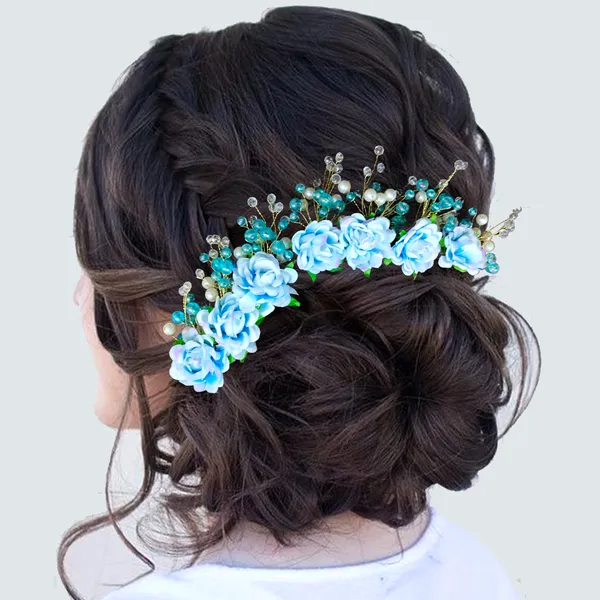 Blue_Artificial_Plastic_Rounded_Rose_Flower_Design_Hairpin_Accessories_With_Pearl_For_Women_&_Girls_(14_X_8_X_1_Cm)