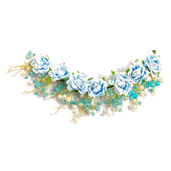 Blue_Artificial_Plastic_Rounded_Rose_Flower_Design_Hairpin_Accessories_With_Pearl_For_Women_&_Girls_(14_X_8_X_1_Cm)
