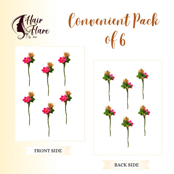 Pack_of_6_Dark_Pink_Flower_And_Pearl_Rounded_Hair_Pin_For__And_Women