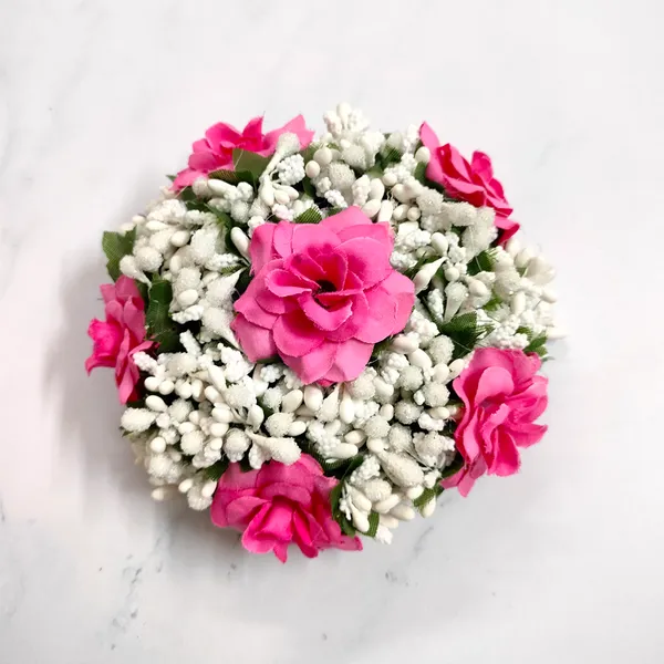 Dark_Pink_Artificial_Exquisite_Mogra_Flower_Judabun_With_White_Buds_Design_Hairpin_Accessories_For_Women_&_Girls_(14_X_8_X_1_Cm)